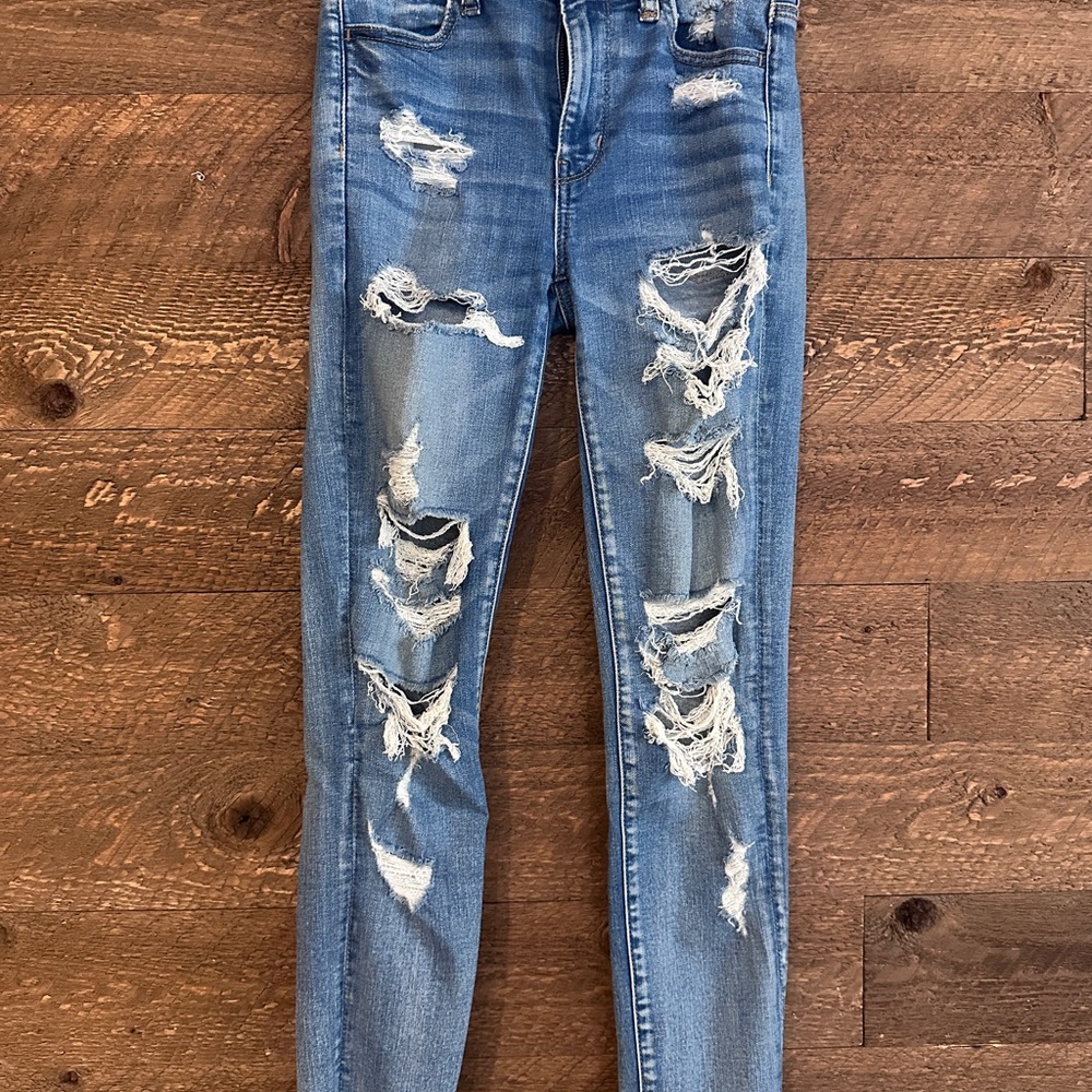 American Eagle Outfitters Ripped Light Blue Skinny Jeans